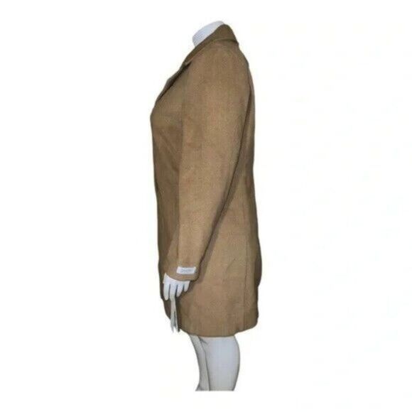 Calvin Klein Camel Single-Breasted Button Coat Wool Cashmere Blend Size 8 NWT - Picture 5 of 11